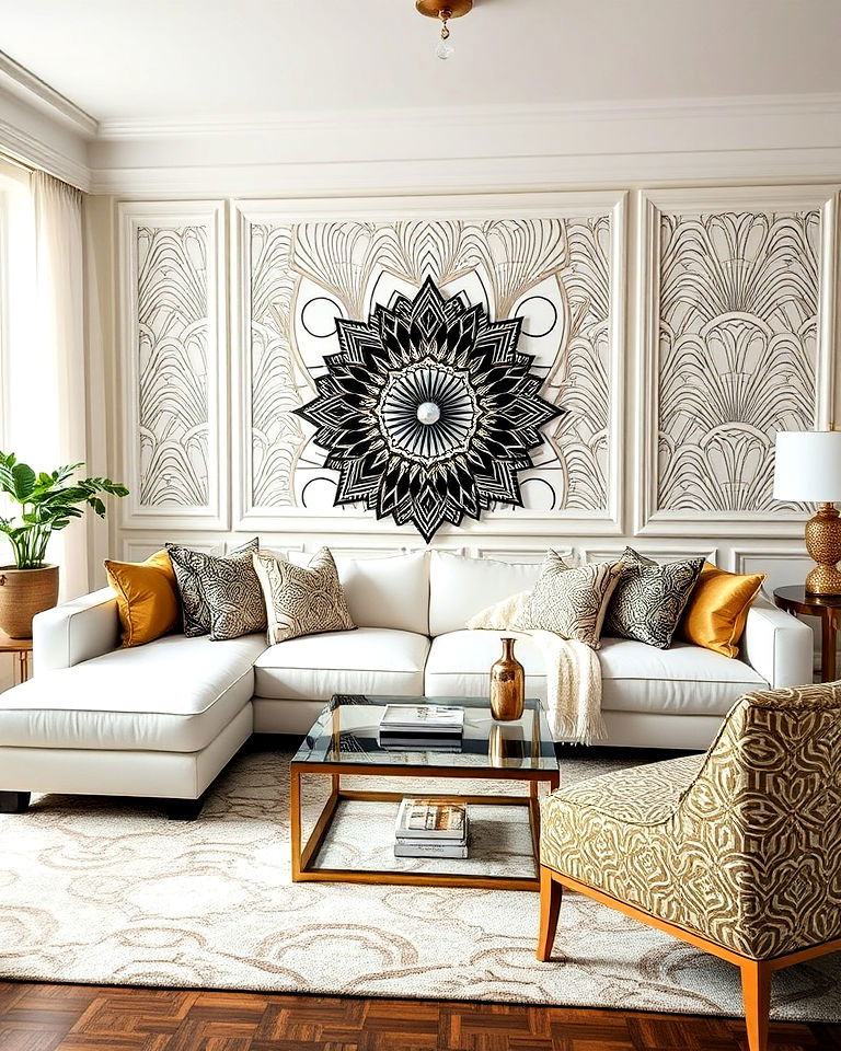 luxurious art deco elegance - 30 White Couch Living Room Ideas