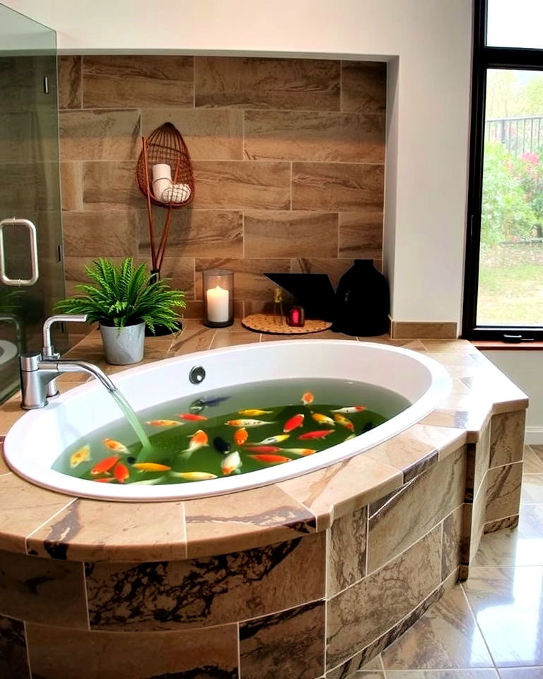 luxurious bathroom oasis koi pond - 20 Indoor Koi Pond Ideas