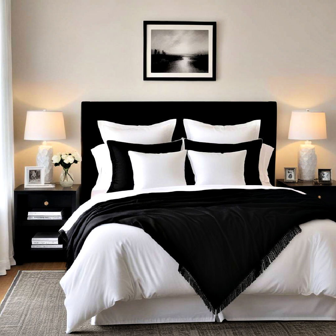 luxurious bedding for black and white bedroom - 40 Black and White Bedroom Ideas