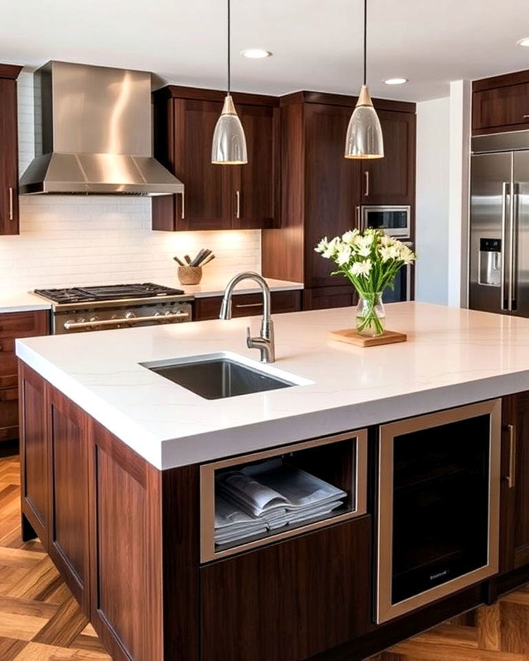 luxurious built in sink and appliances - 20 Luxury Kitchen Island Ideas