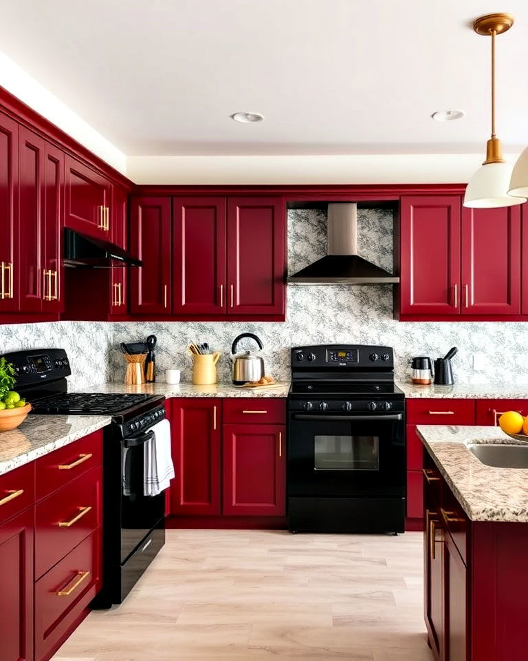 luxurious burgundy cabinets and black appliances - 20 What Color Cabinets Go With Black Appliances