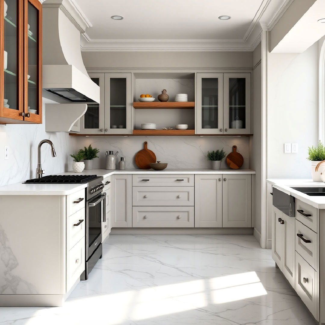 luxurious carrara marble flooring - 20 Marble Kitchen Floor Ideas