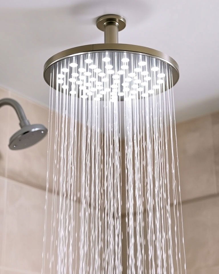 luxurious ceiling mounted rain showerhead - 40 Primary Bathroom Ideas