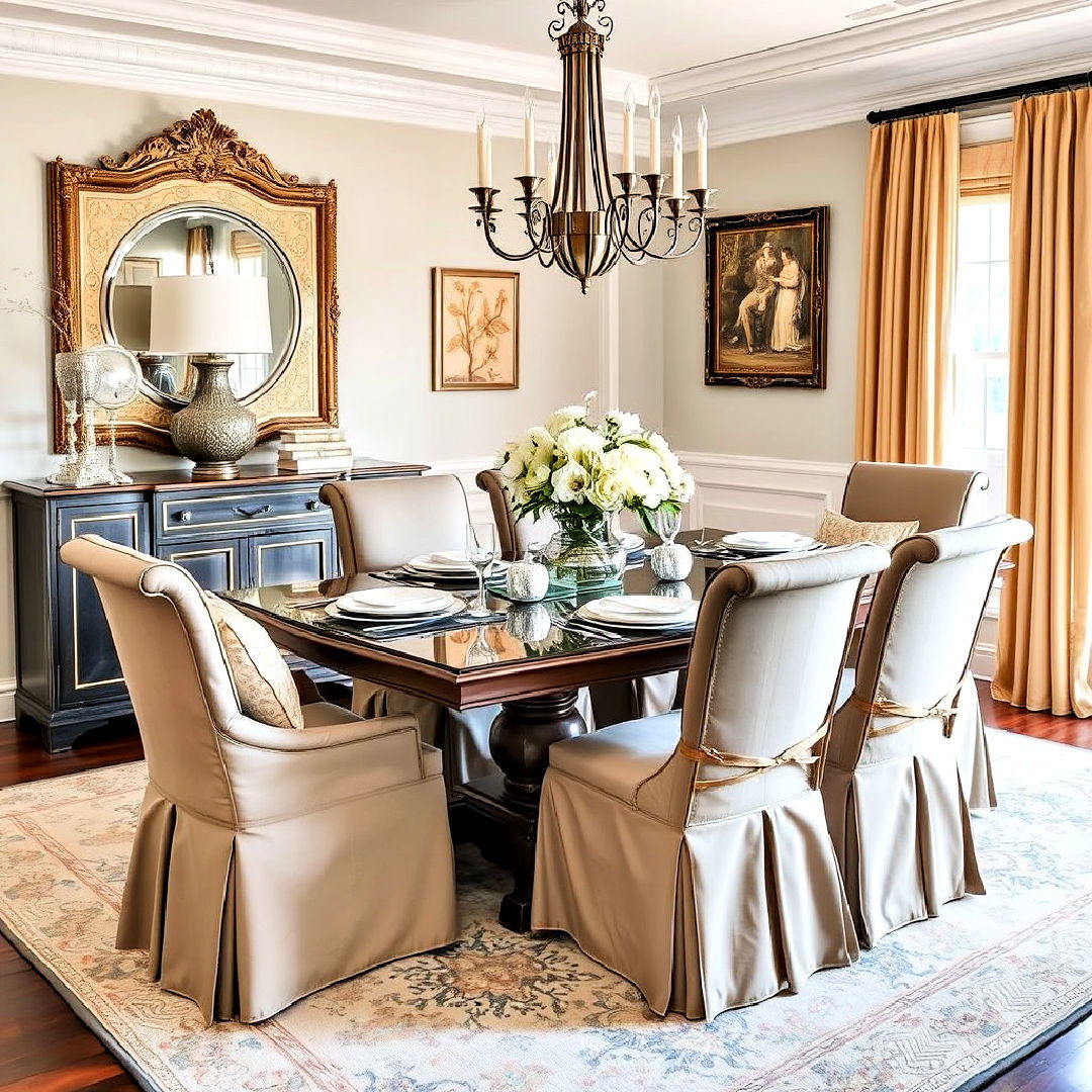 luxurious chair slipcovers - 40 Luxury Dining Room Ideas