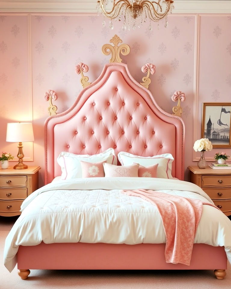 luxurious crown shaped headboard - 25 Princess Room Ideas
