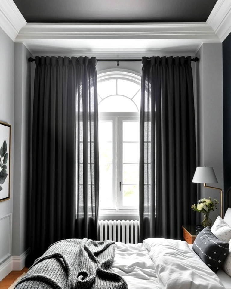 luxurious dark grey curtains - 30 Dark Grey Bedroom Ideas