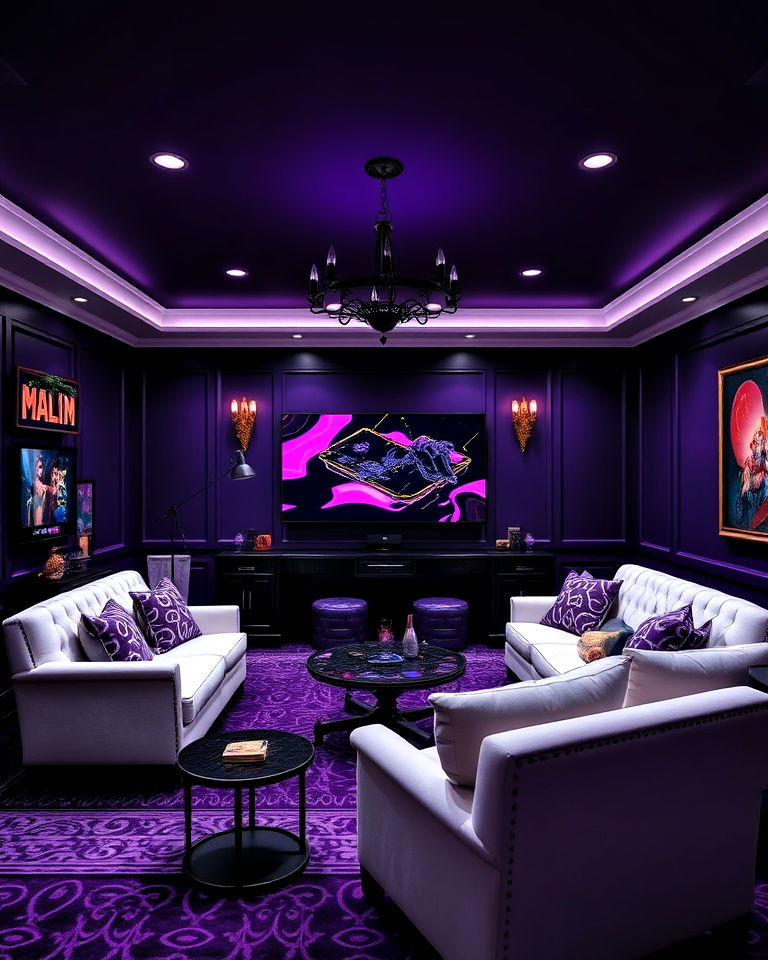 luxurious dark purple paint - 20 Game Room Paint Ideas