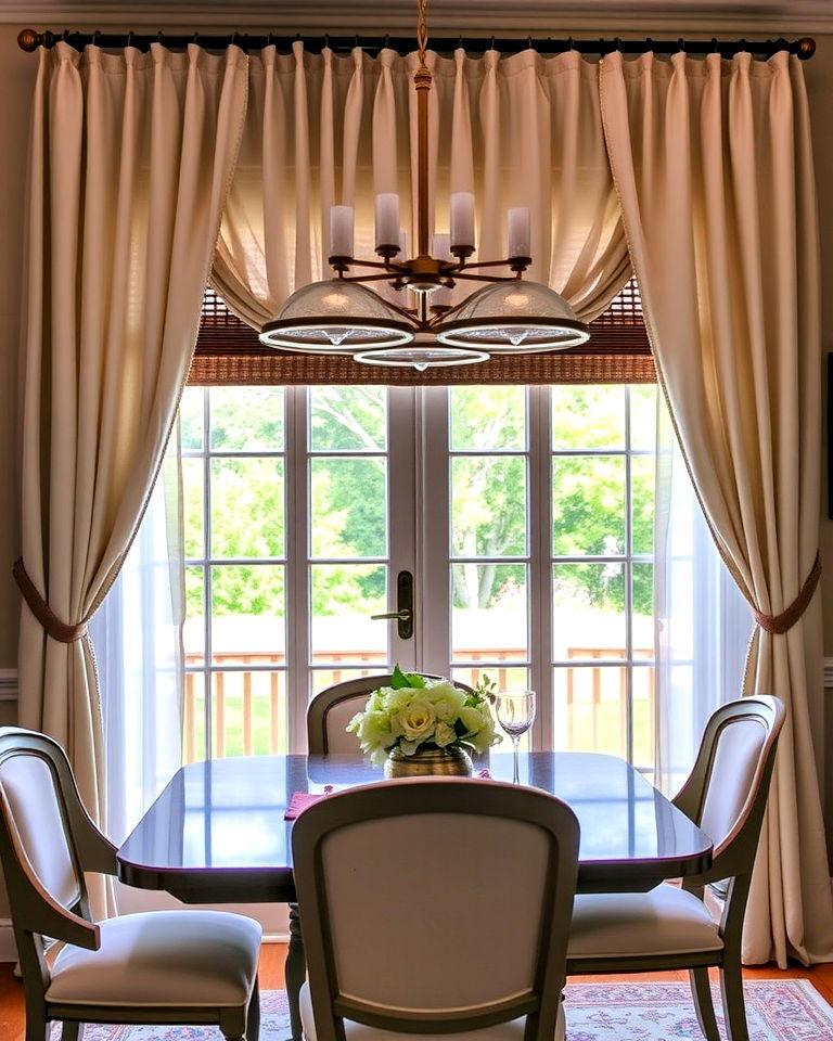 luxurious draped windows for dining room - 25 Dining Room Window Ideas