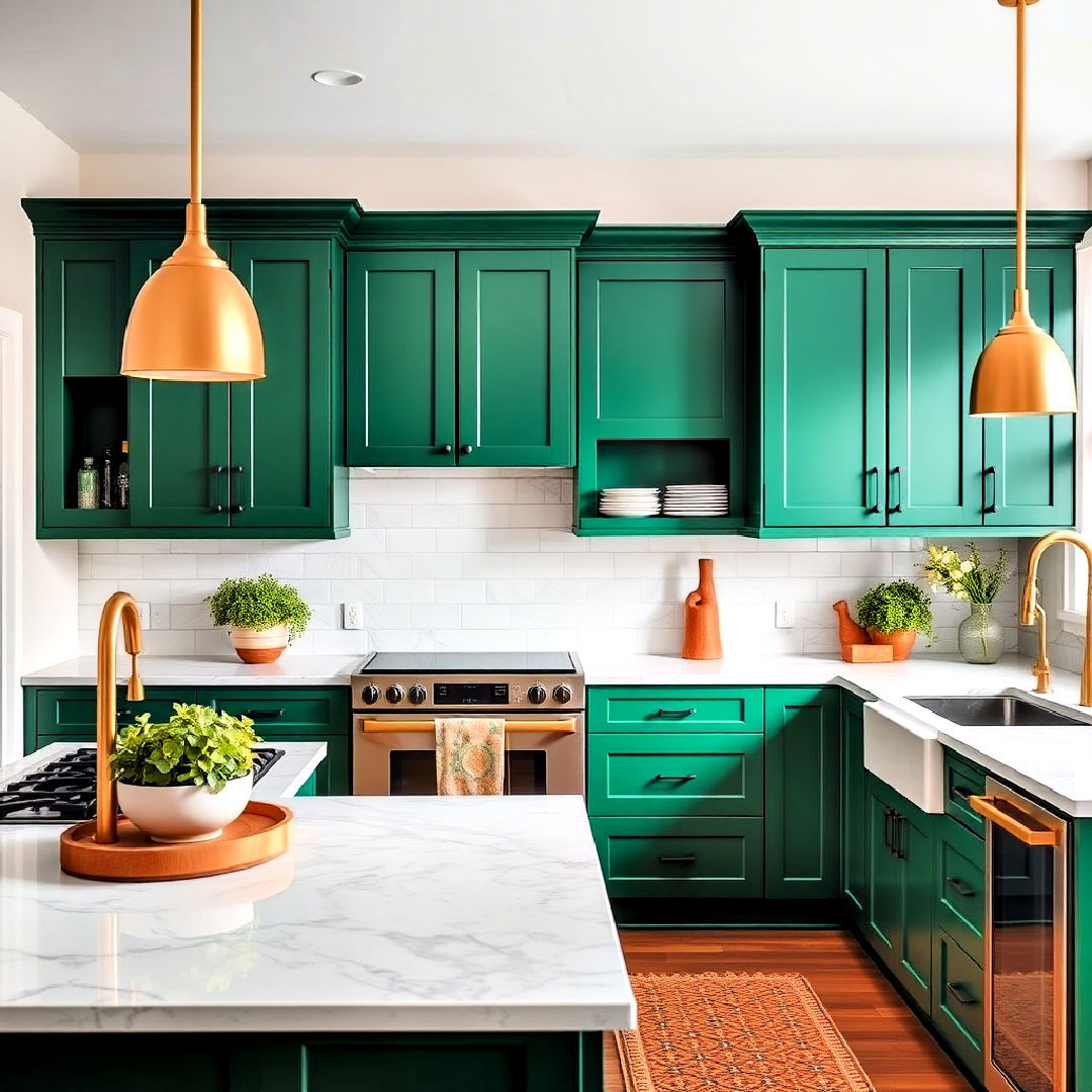 luxurious emerald green cabinets - 25 Emerald Green Kitchen Ideas