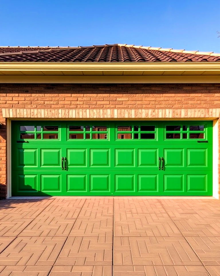 luxurious emerald green garage door - 20 Green Garage Door Ideas