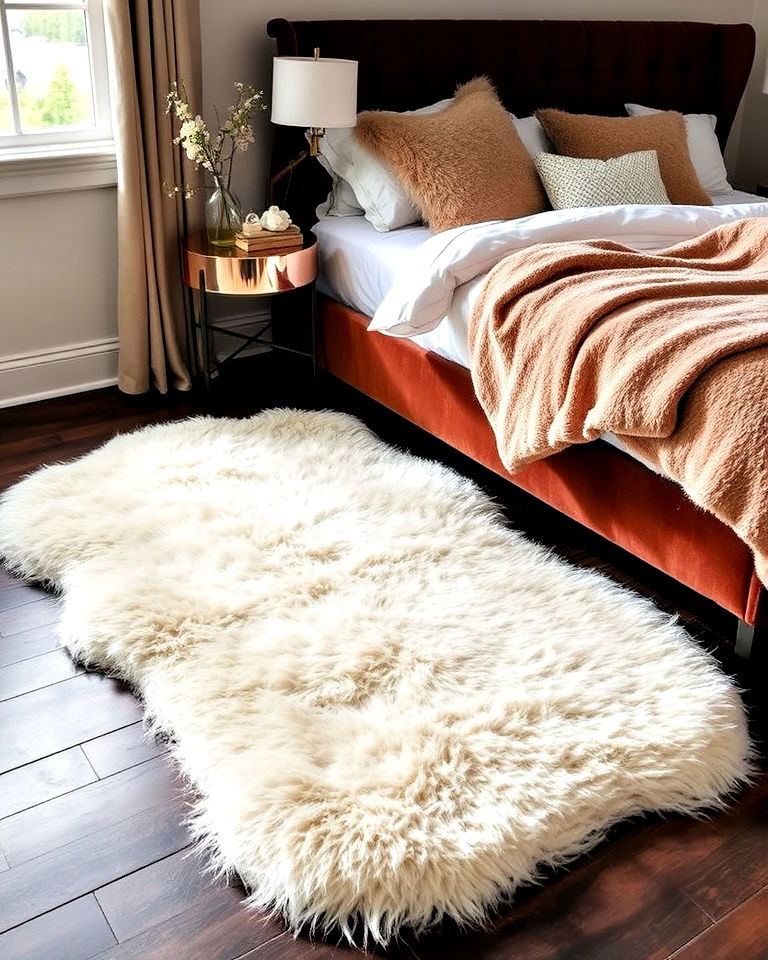 luxurious faux fur rug - 30 Bedroom Rug Ideas