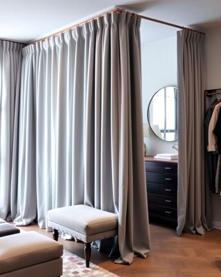 luxurious full length curtain dividers - 30 Dressing Room Ideas