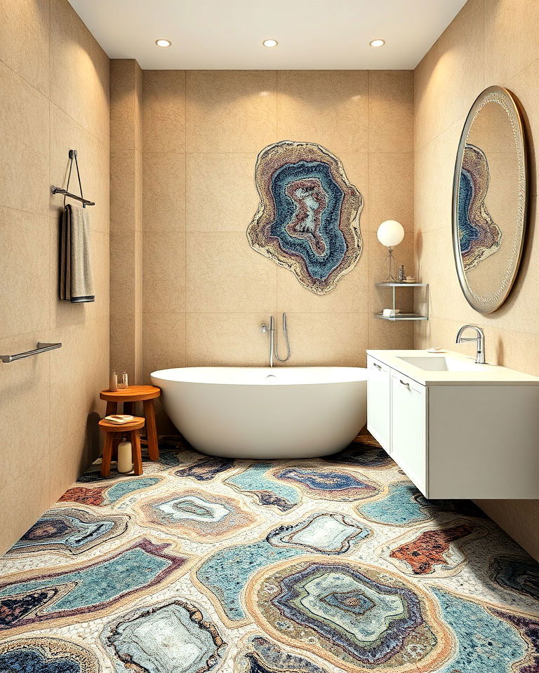 luxurious geode inspired mosaic tiles for bathroom floor - 20 Bathroom Mosaic Floor Tile Ideas