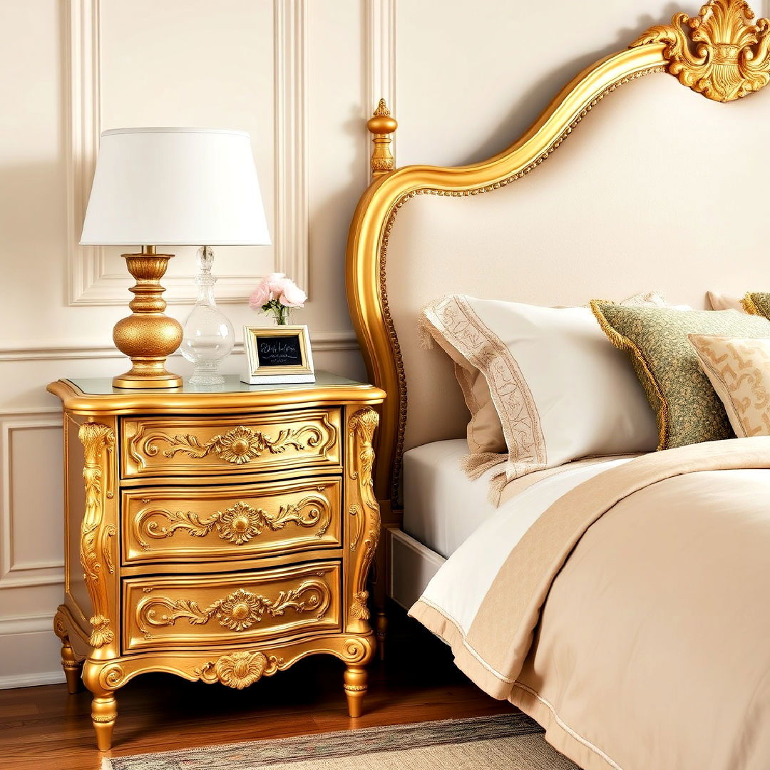luxurious gilded nightstand - 25 French Bedroom Decor Ideas