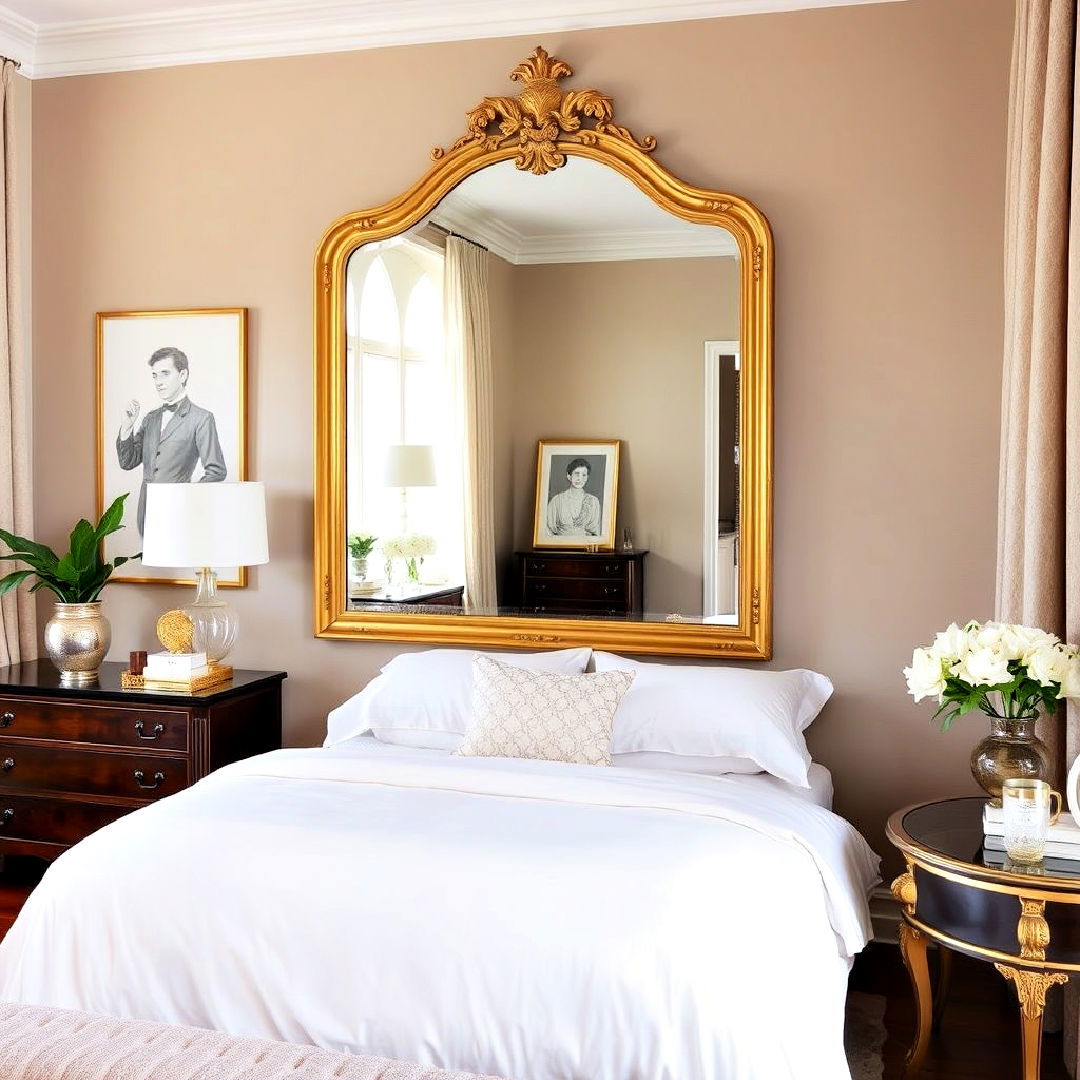 luxurious gold framed mirror - 25 Gold Bedroom Ideas