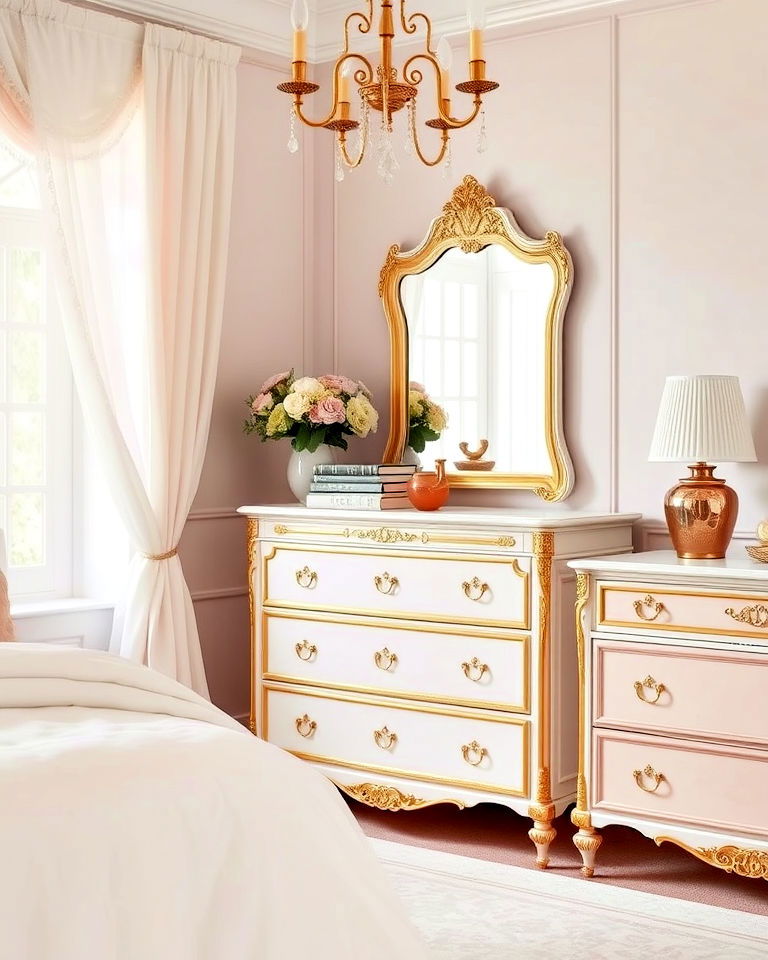 luxurious gold trimmed furniture - 25 Princess Room Ideas