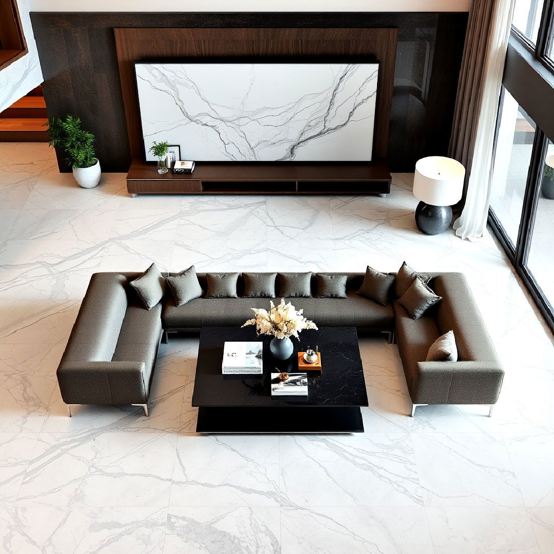 luxurious grey marble flooring - 25 Grey Flooring Living Room Ideas