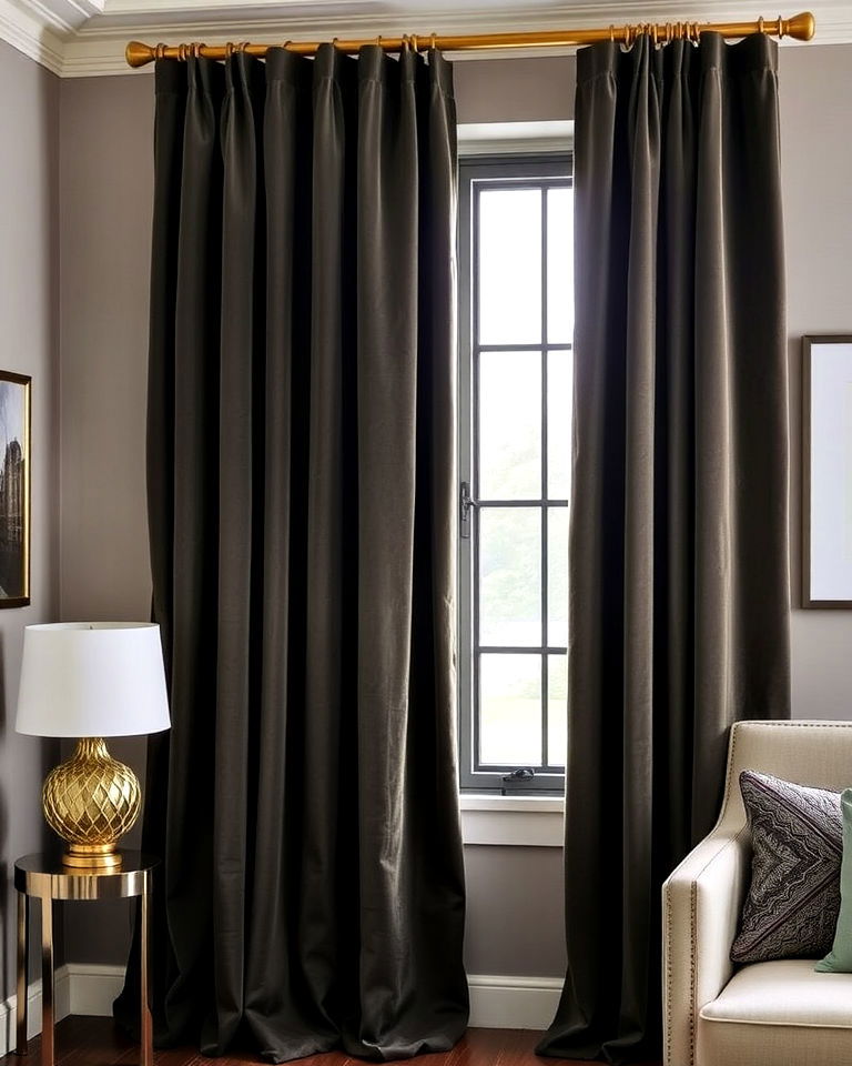 luxurious heavy velvet drapes - 20 Dark Academia Dining Room Ideas