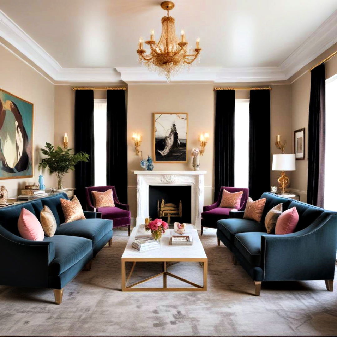 luxurious hollywood regency - 20 Eclectic Living Room Ideas