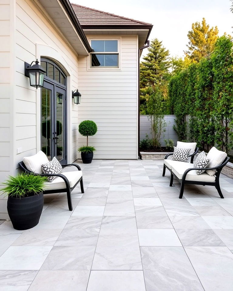 luxurious large format porcelain pavers - 40 Paver Patio Ideas