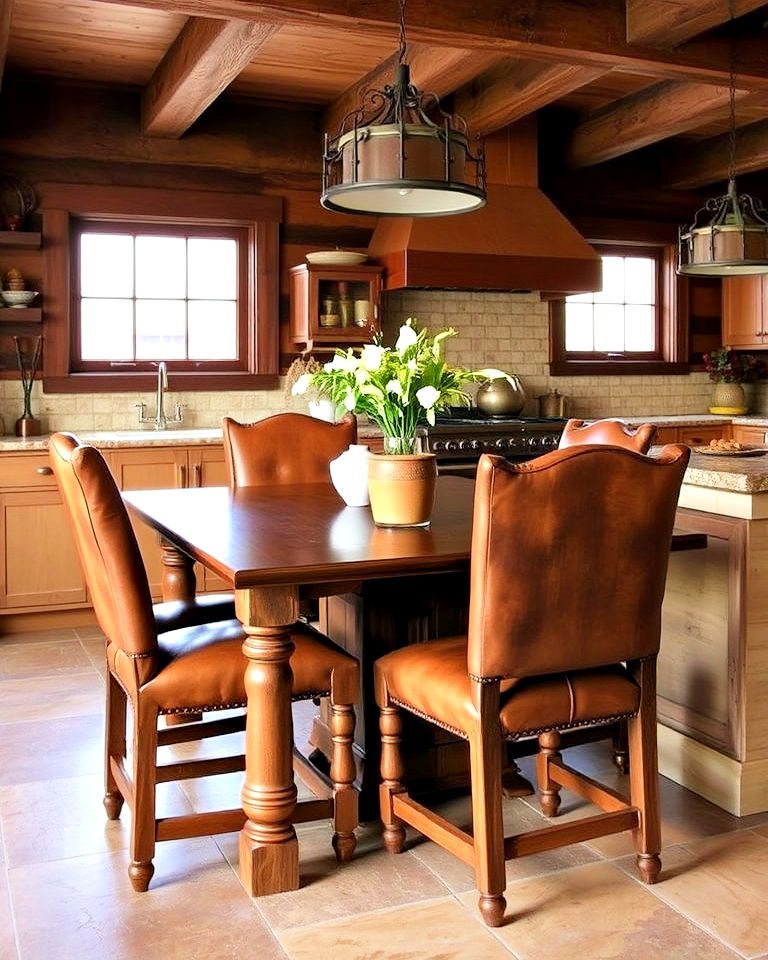 luxurious leather upholstered chair - 25 Southwestern Kitchen Ideas