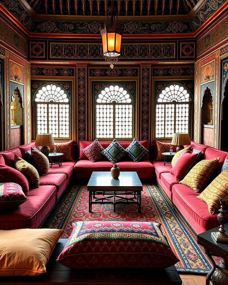 luxurious majlis style seating areas - 20 Arabic Interior Design Ideas