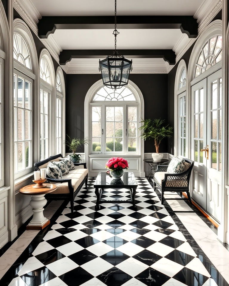 luxurious marble flooring - 25 Victorian Sunroom Ideas