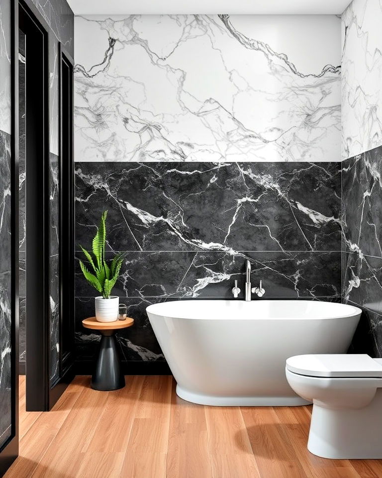 luxurious marble inspired wallpaper - 30 Bathroom Wallpaper Ideas