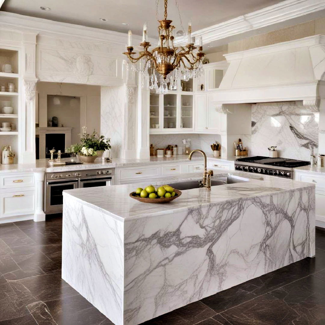 luxurious marble kitchen island - 40 Kitchen Island Ideas