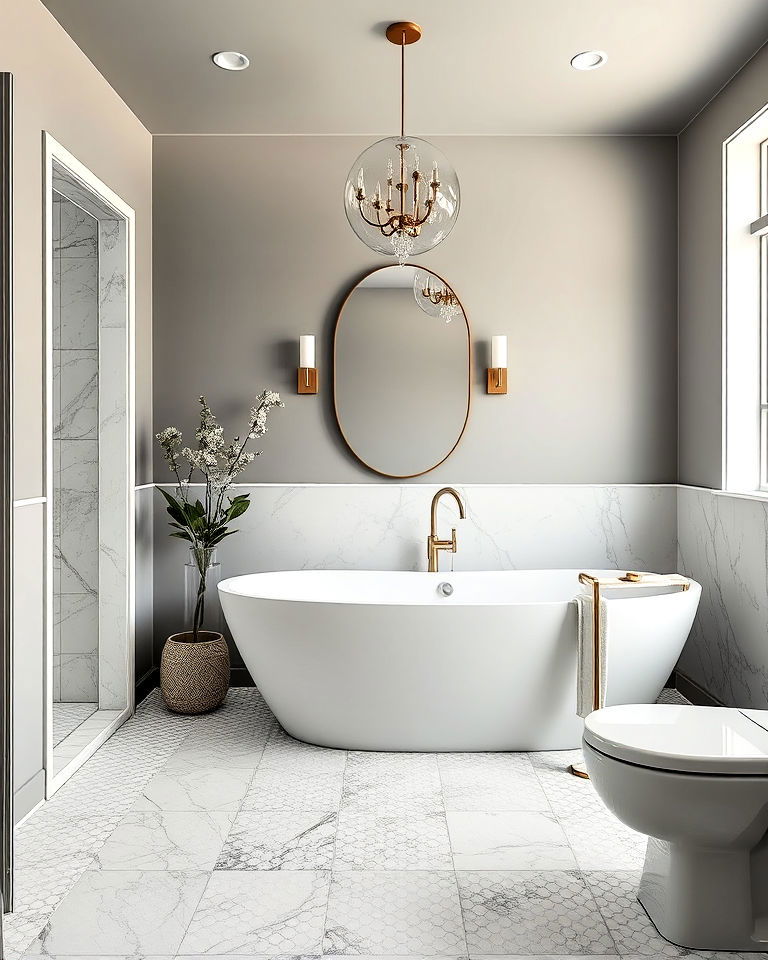 luxurious marble look mosaic bathroom flooring - 20 Bathroom Mosaic Floor Tile Ideas