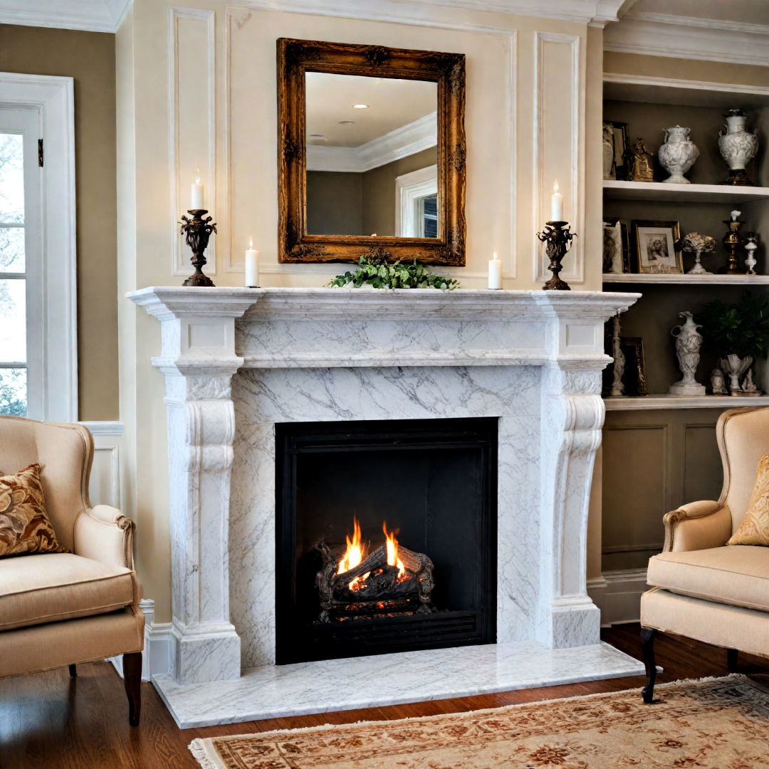 luxurious marble mantel - 40 Mantel Decor Ideas