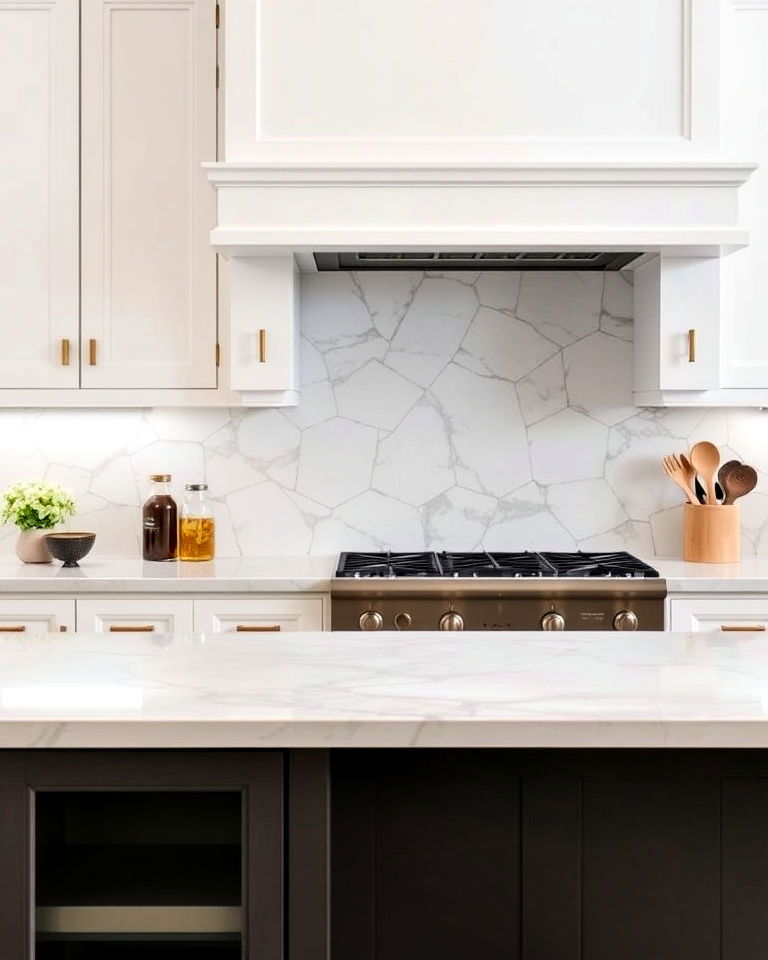 luxurious marble slabs backsplash - 40 Kitchen Backsplash Ideas for White Cabinets