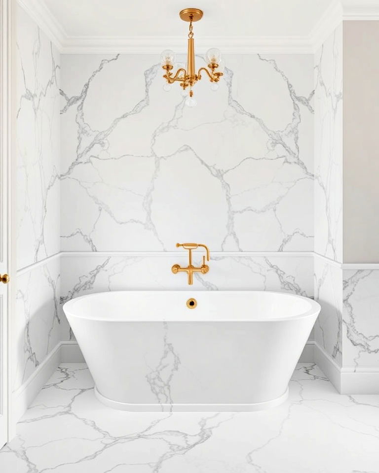 luxurious marble tiles for bathtub area - 40 Bathtub Tile Ideas