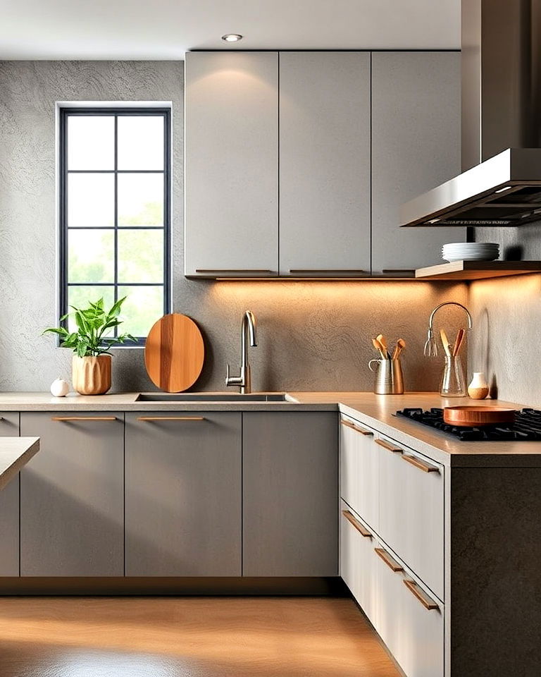 luxurious metallic microcement for kitchen - 20 Microcement Kitchen Ideas