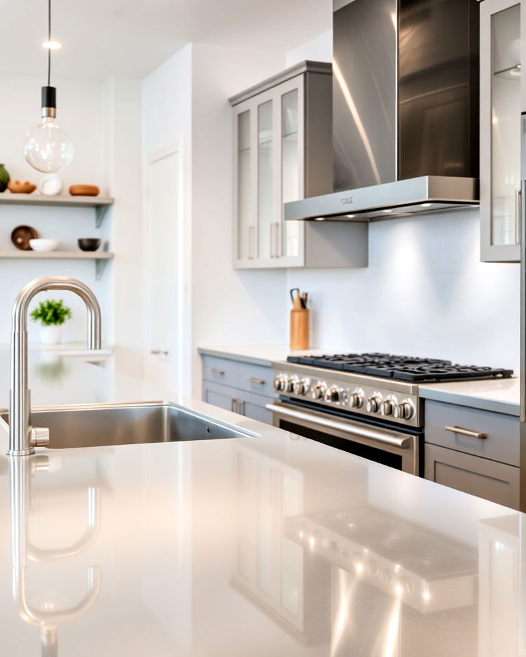 luxurious mirror finish stainless steel countertops - 40 Kitchen Countertop Ideas