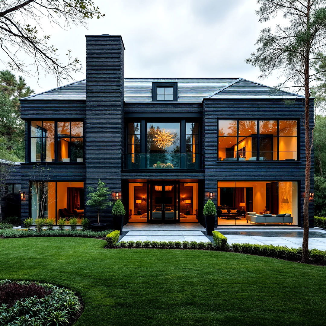 luxurious modern mansion with black brick exterior - 40 Black Brick House Exteriors