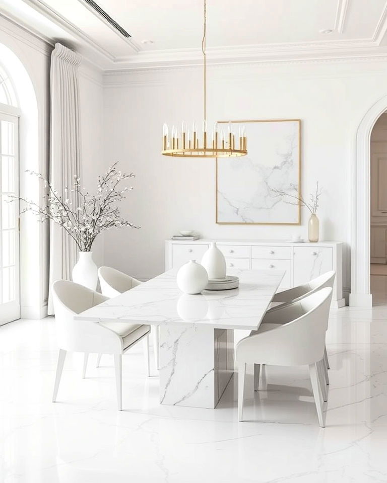 luxurious modern white and marble design - 30 White Dining Room Ideas