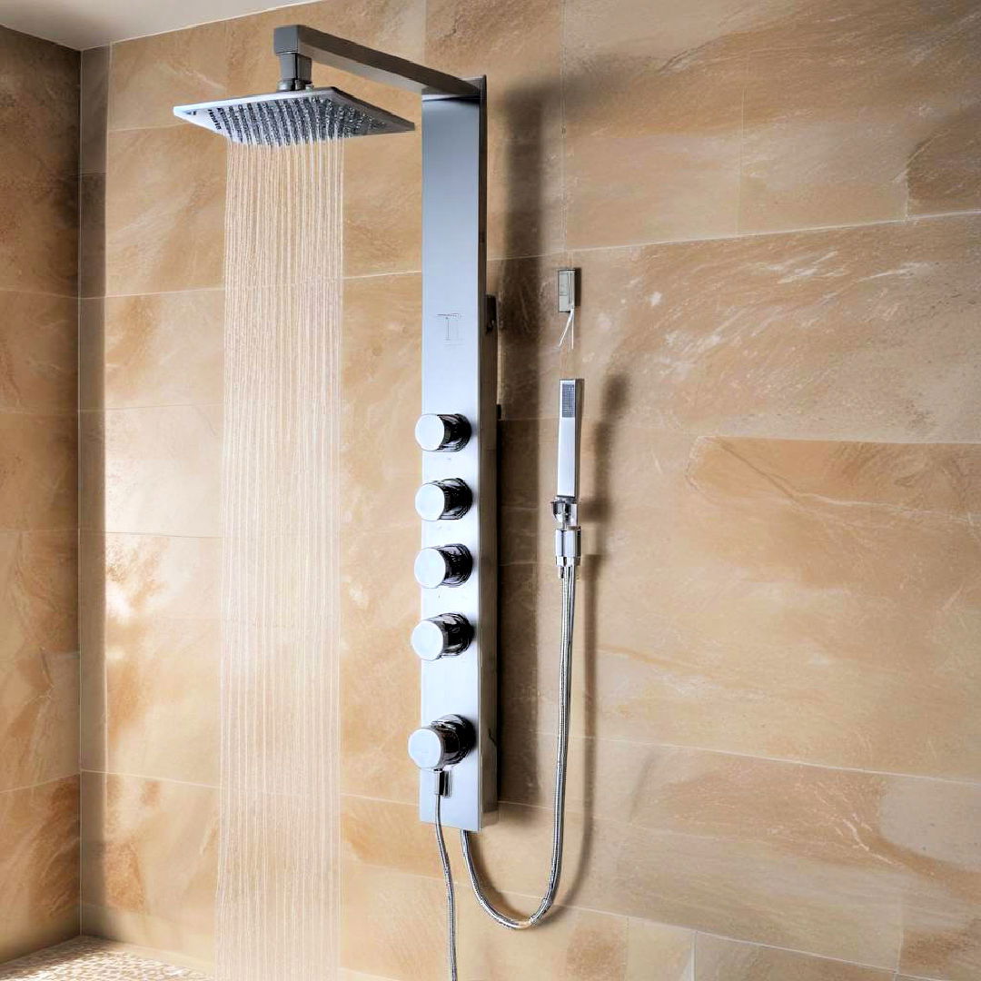 luxurious multi functional shower panels - 20 Pool Bathroom Ideas