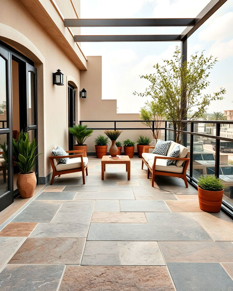luxurious natural stone flooring - 25 Balcony Flooring Ideas