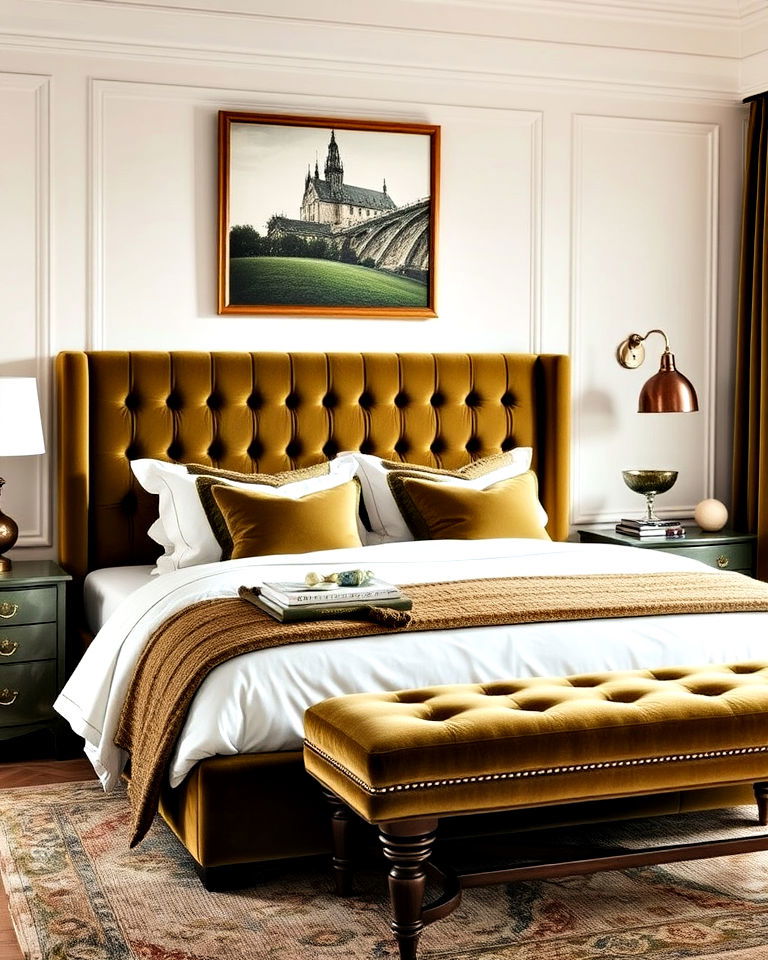 luxurious olive green velvet for bedroom - 25 Olive Green Bedroom Ideas