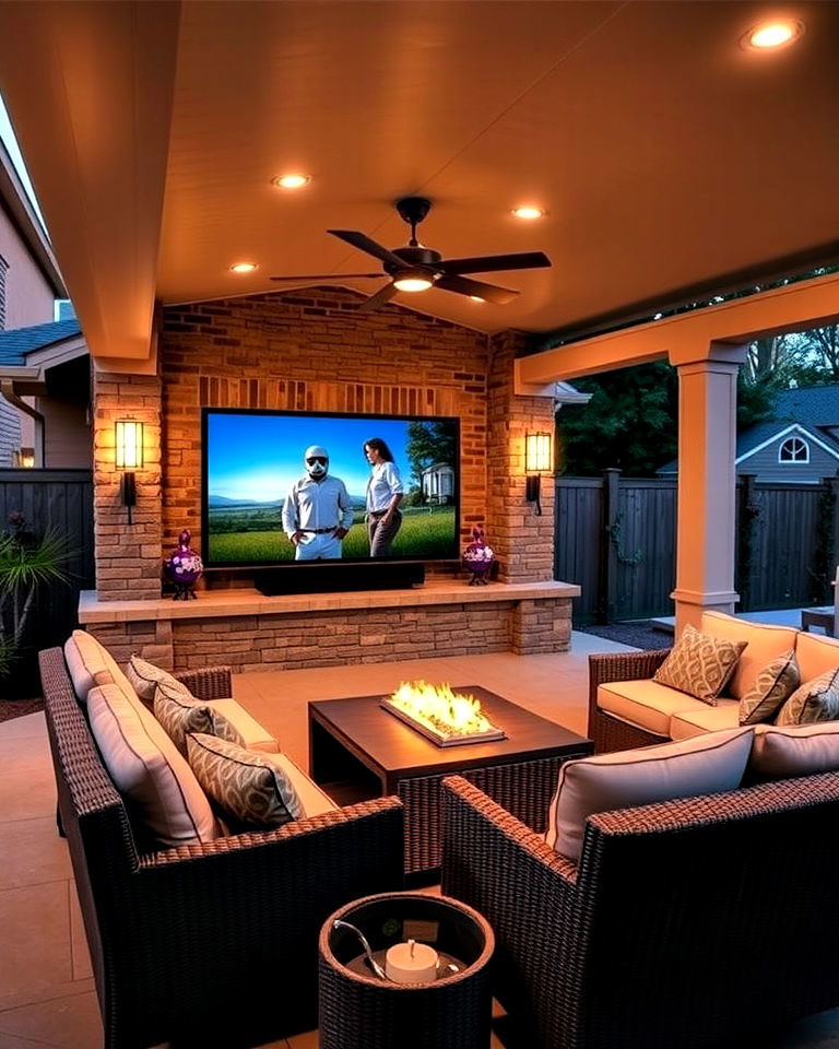 luxurious outdoor entertainment system - 40 Luxury Landscaping Ideas