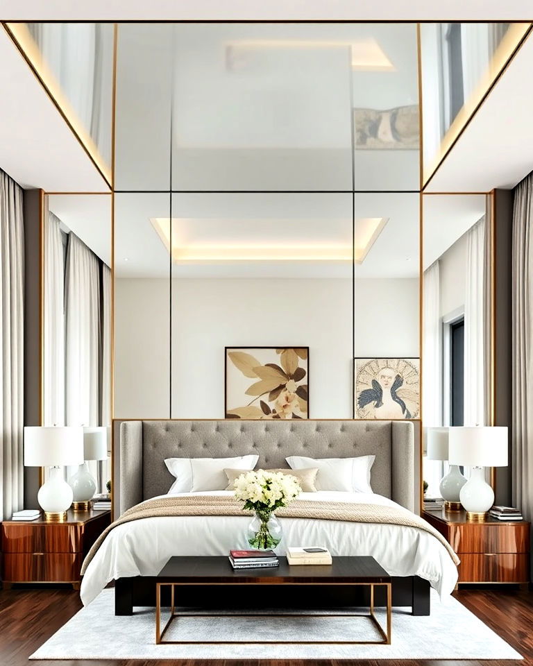 luxurious oversized statement mirror - 20 Mirror on Ceiling Above Bed Ideas
