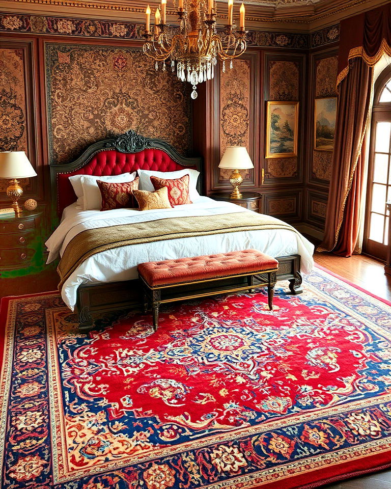 luxurious statement rug - 20 Royal Bedroom Ideas