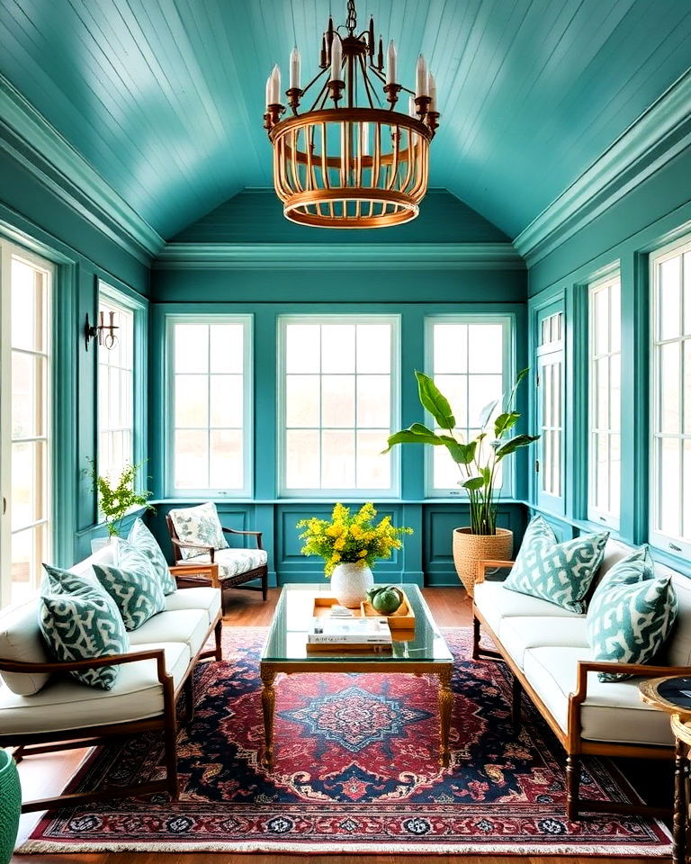 luxurious teal sunroom color - 20 Sunroom Color Ideas