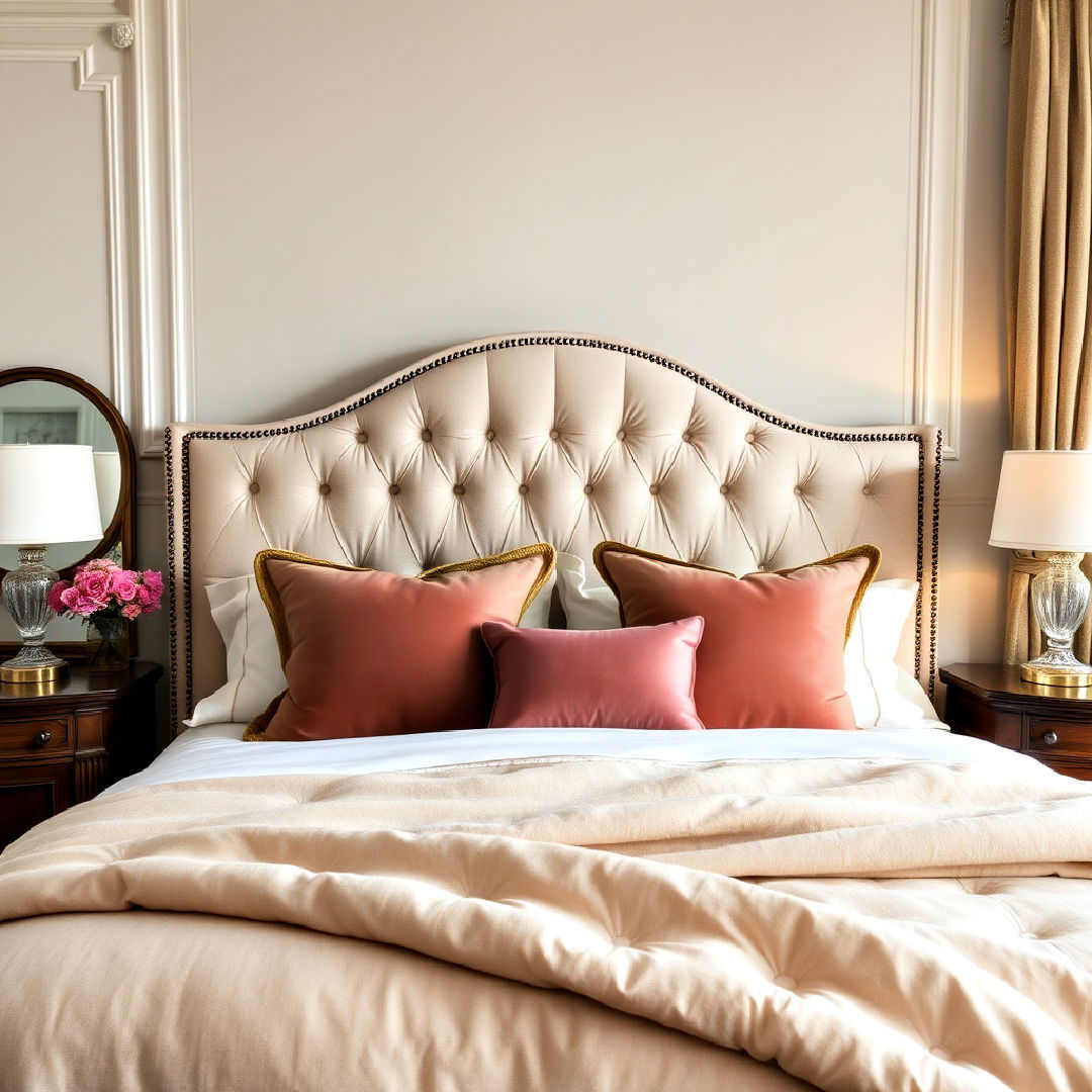 luxurious upholstered headboard with tufting - 25 French Bedroom Decor Ideas