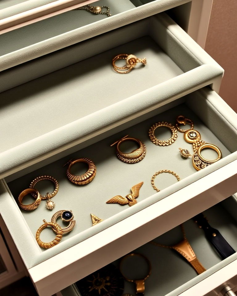 luxurious velvet lined drawers - 30 Dressing Room Ideas