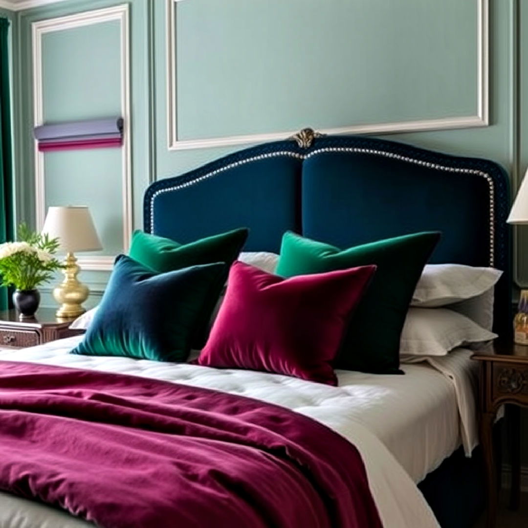 luxurious velvet throw pillows - 25 French Bedroom Decor Ideas