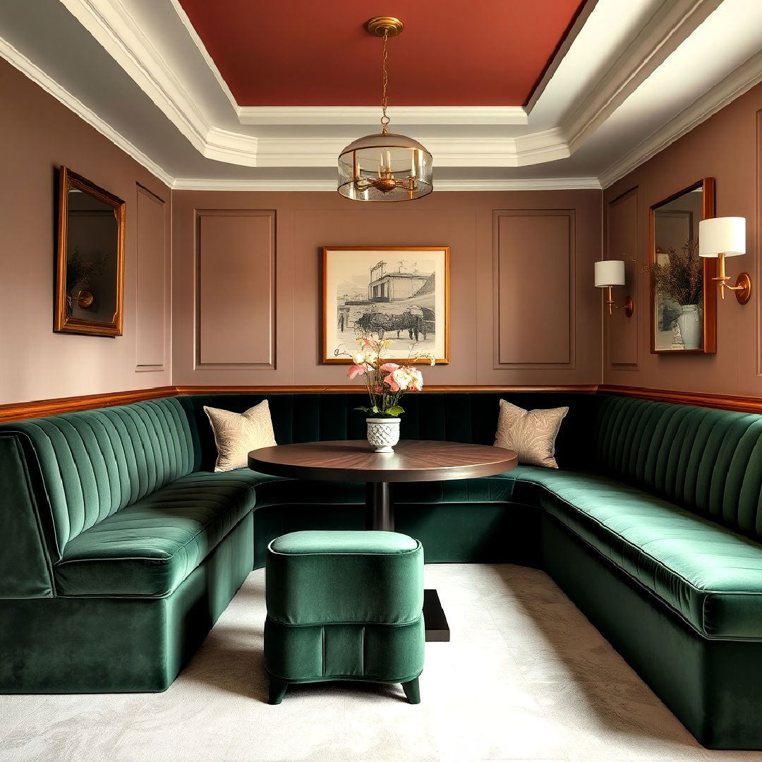 luxurious velvet upholstery for banquette seating - 40 Banquette Seating Ideas