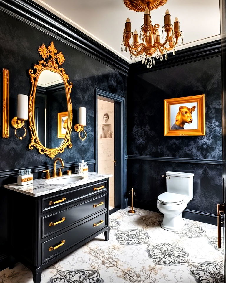 luxurious vibe gilded accents - 20 Maximalist Bathroom Design Ideas