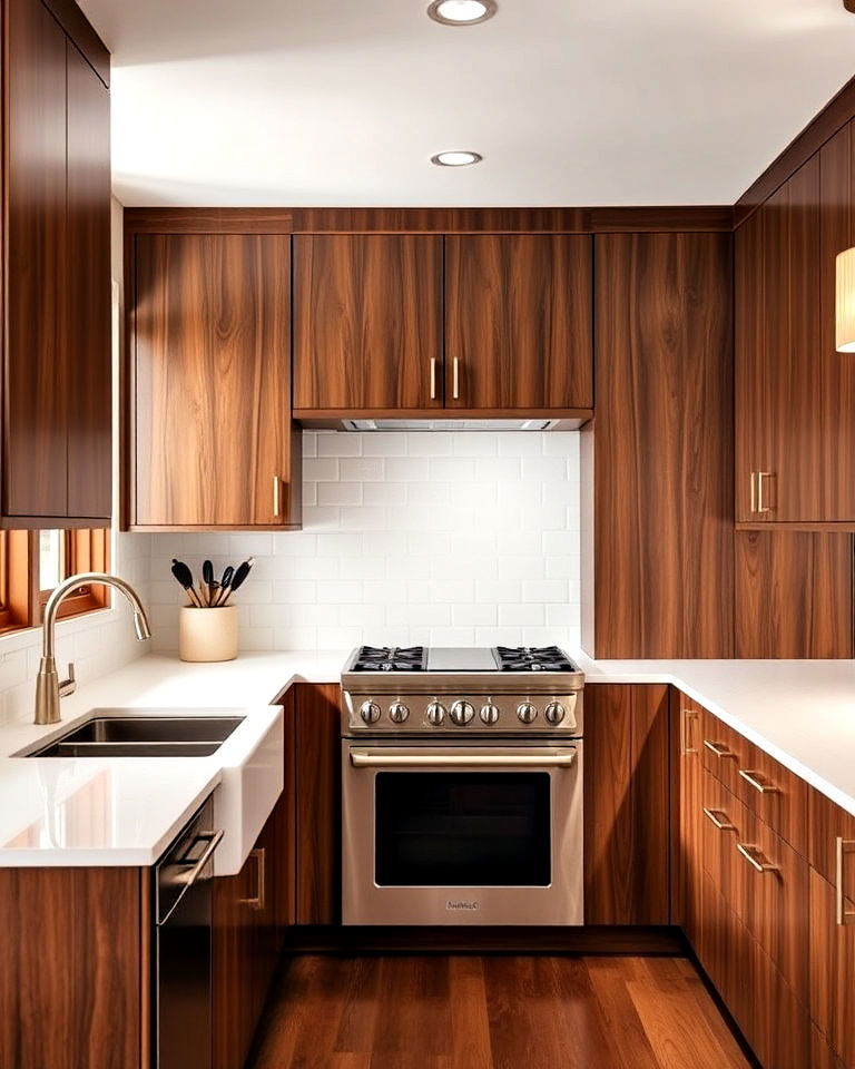 luxurious walnut cabinets - 40 Mid-century Modern Kitchen Ideas